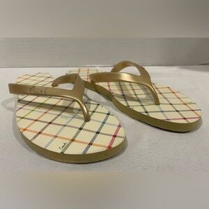 COACH Cassie Thong Flip Flip Sandals Cream Gold Multicolored Women’s Size 9